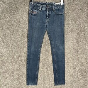 Diesel Sleenker Skinny Jeans‎ W27 L30 Stretch Button Fly Dark Wash Mens